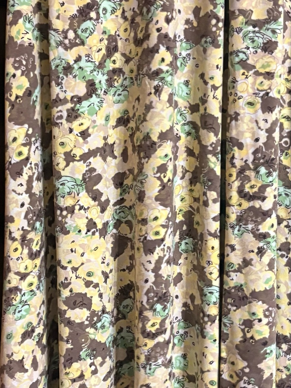 Floral Print Maxi Skirt in Yellow, Mint & Brown